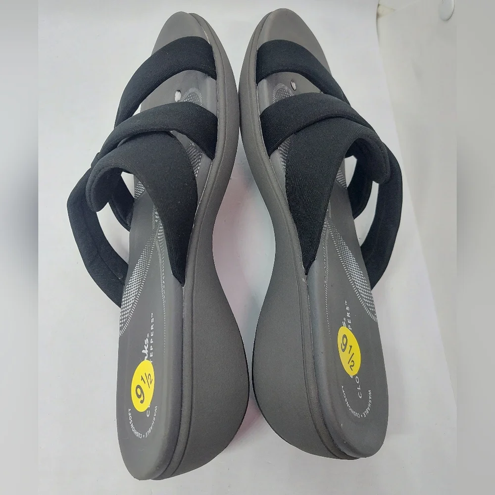 Clarks Women’s Cloudsteppers Breeze Rae Sandals Black Gray Size 9.5M